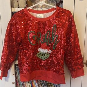 Sequined Grinch Christmas Sweater